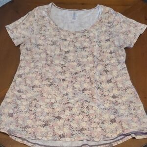 LuLaRoe Cream Relaxed Short Sleeve Tee